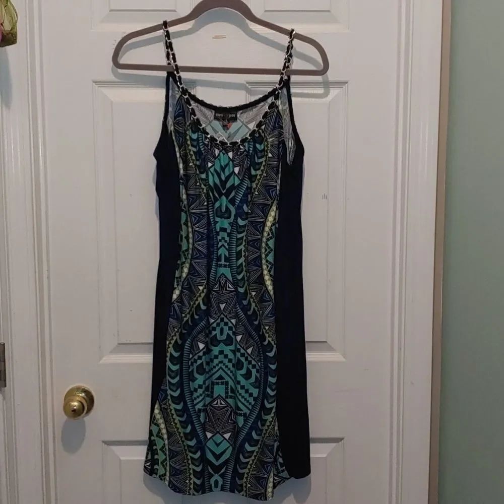 Sam and Jess navy blue printed dress Sz XL P NWT